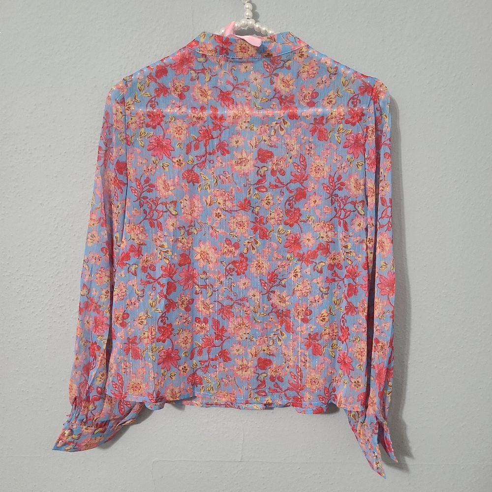 Pinkyotto Flowered Ruffle Button Down Blouse Size… - image 3